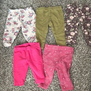 Bundle of 0-3 month pants of various brands